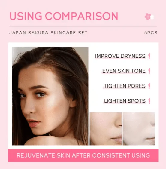 Japan Sakura Skincare Set (6-Piece) | مجموعة ساكورا اليابانية للعناية بالبشرة (6 قطع)