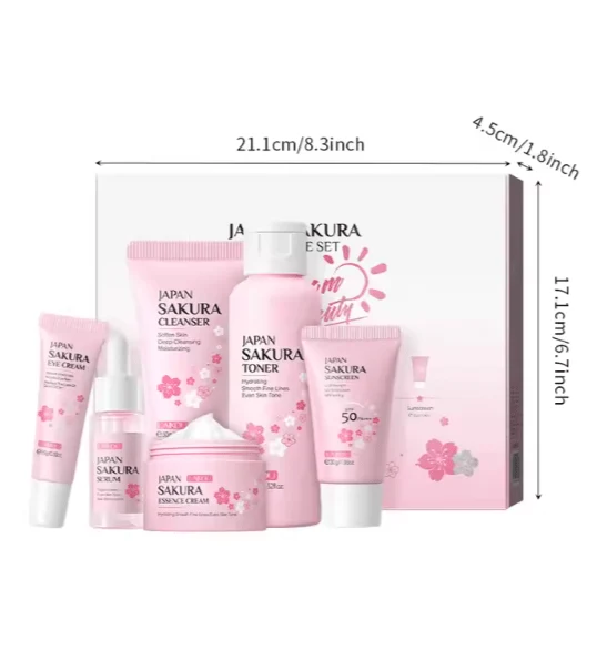 Japan Sakura Skincare Set (6-Piece) | مجموعة ساكورا اليابانية للعناية بالبشرة (6 قطع)